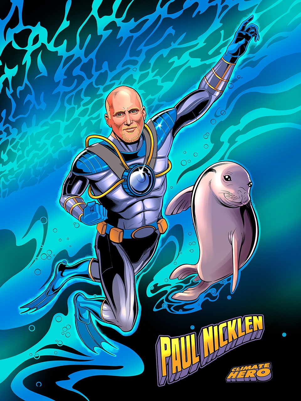 Paul Nicklen, Expedition lead and co-founder of SeaLegacy. Artwork by Jeremy Packer