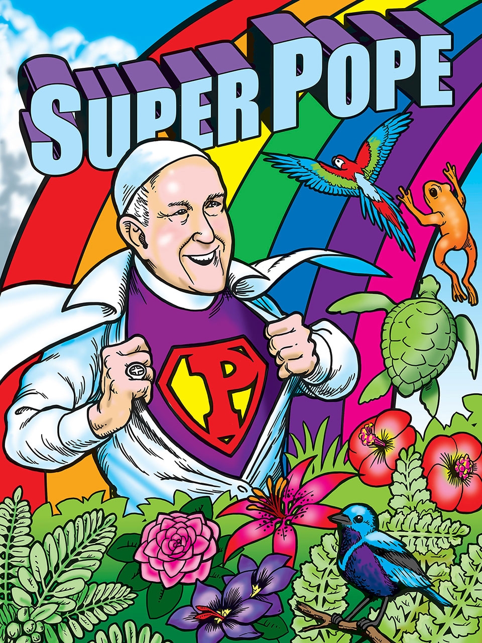 Pope Francis, Supreme Pontiff. Artwork by Marty Two BULLS