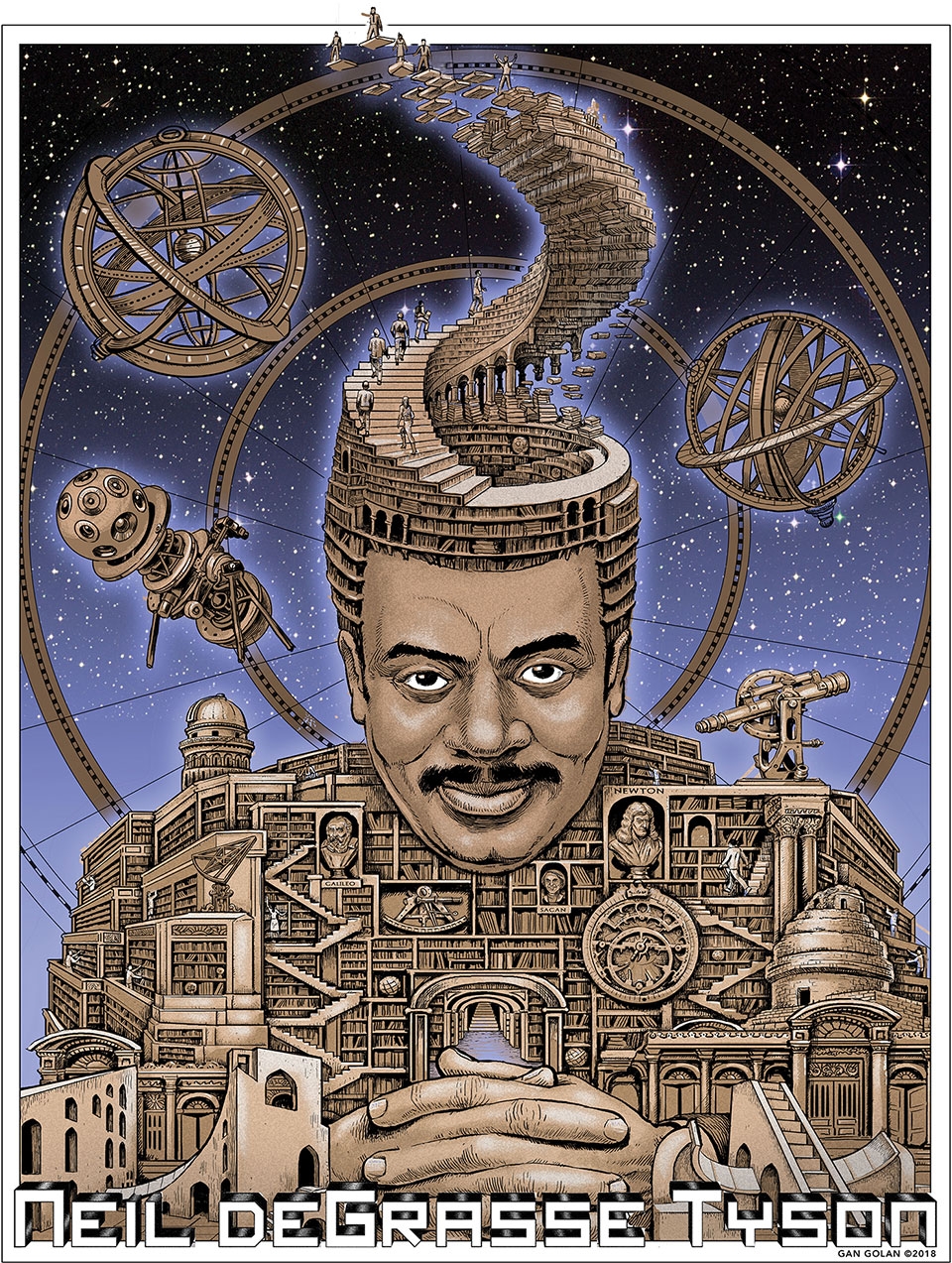 Neil deGrasse Tyson, Director of the Hayden Planetarium. Artwork by Gan Golan