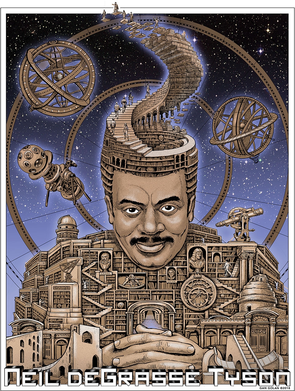 Neil deGrasse Tyson, Director of the Hayden Planetarium. Artwork by Gan Golan