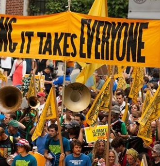 A photo from the People’s Climate March in 2014. By South Bend Voice