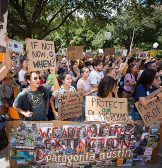 Students rally at the Texas Capitol as part of an international youth climate strike in 2019.