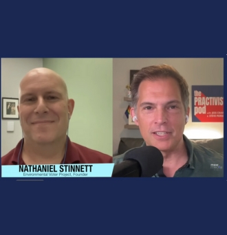 Nathaniel Stinnett being interviewed on the Practivist Pod.